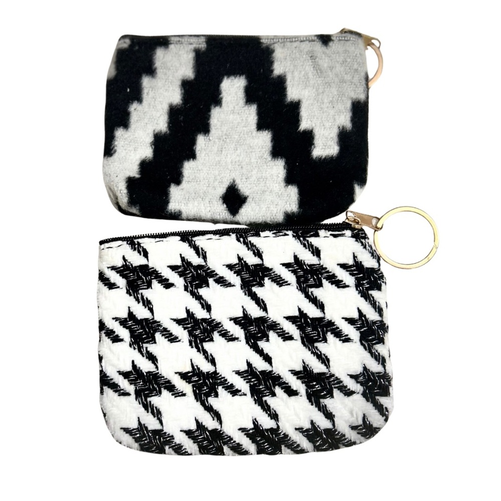 Black and White Patterned Women's Clutch Set